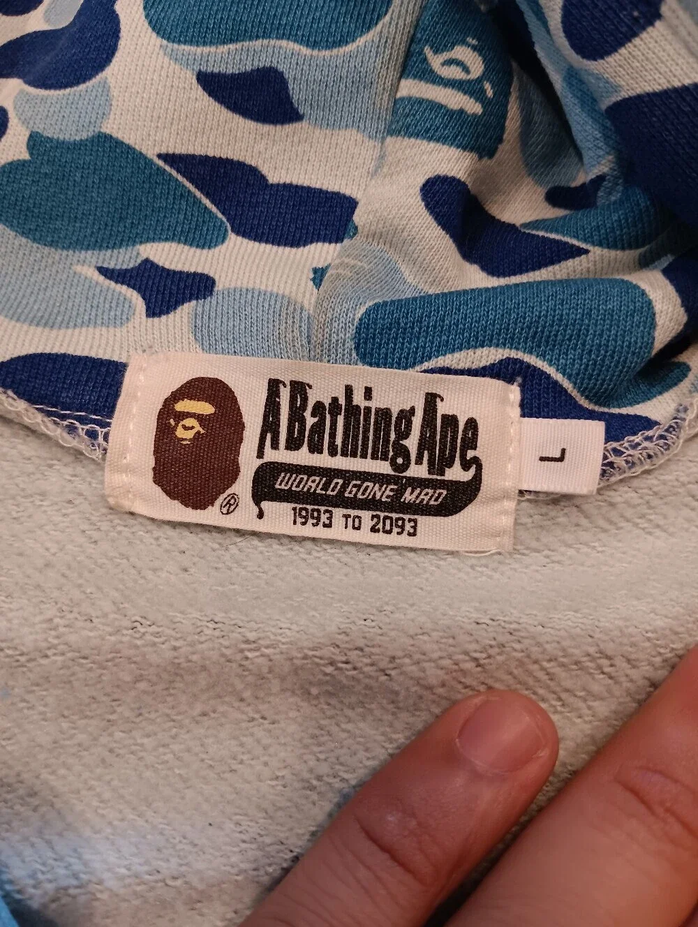 BAPE ABC Camo Shark WGM Full Zip Hoodie Blue | A Bathing Ape Sz L